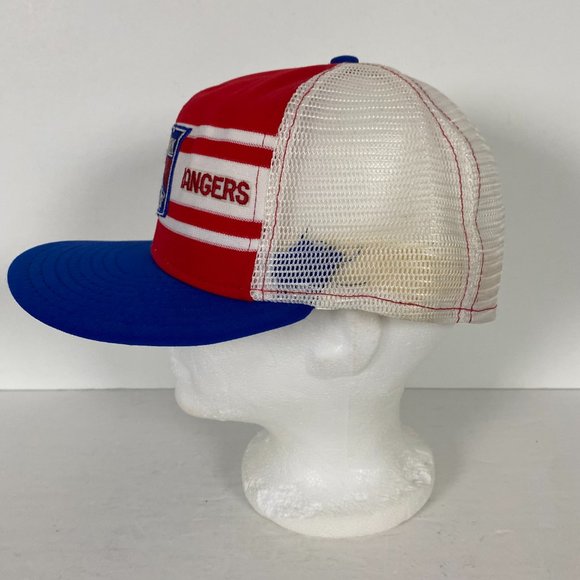 Vintage New York Rangers AJD Super Stripe Split Bar Snapback Hat NHL Made in USA - Picture 2 of 6